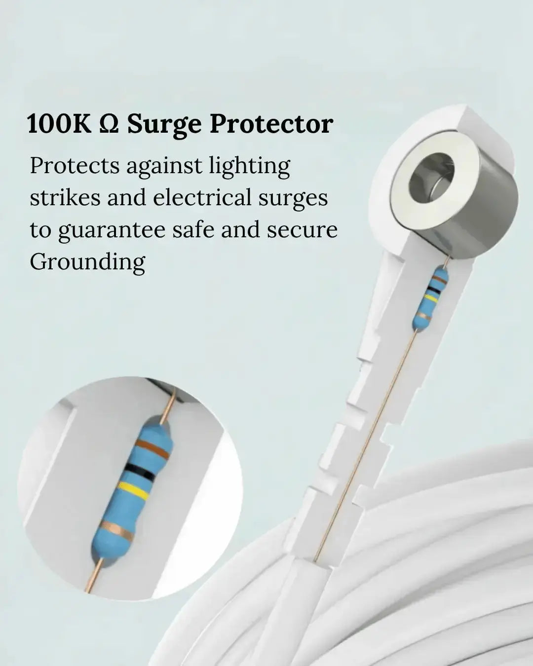 Earthbound grounding cord with surge protector plug