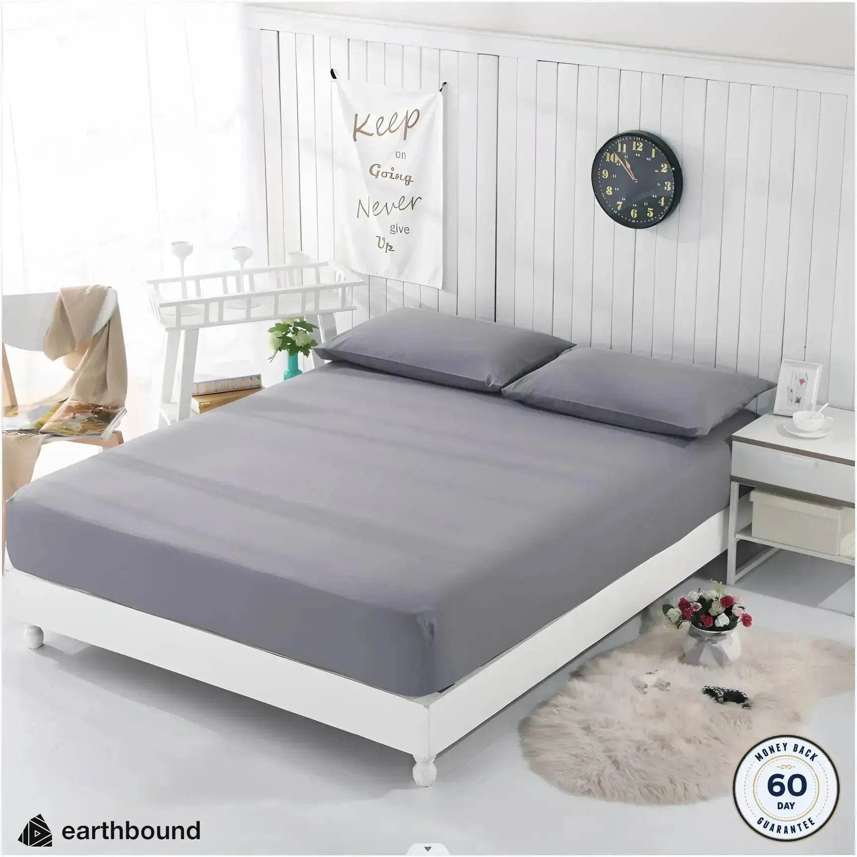 Gray grounding fitted sheet with accessories