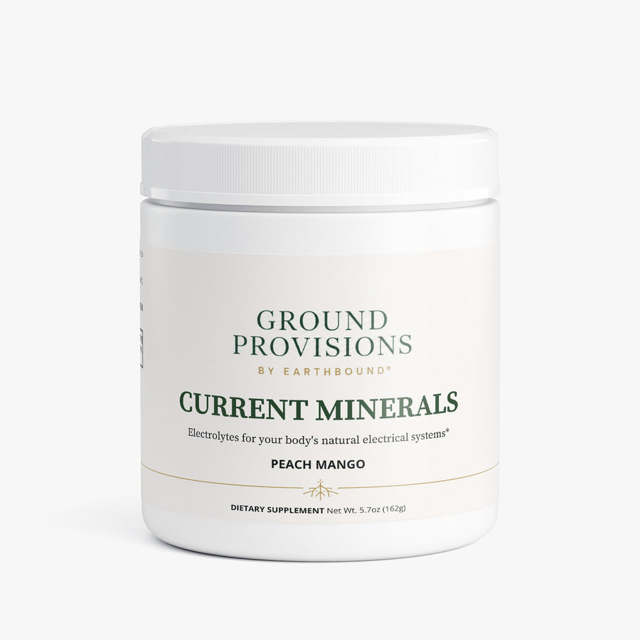 Current Minerals Grounding Electrolytes, Peach Mango - front of the tub
