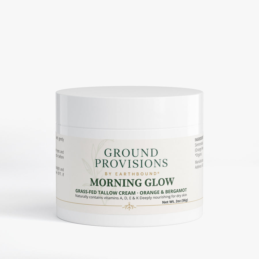 Morning Glow Tallow Cream, Orange and Bergamot - front of the jar