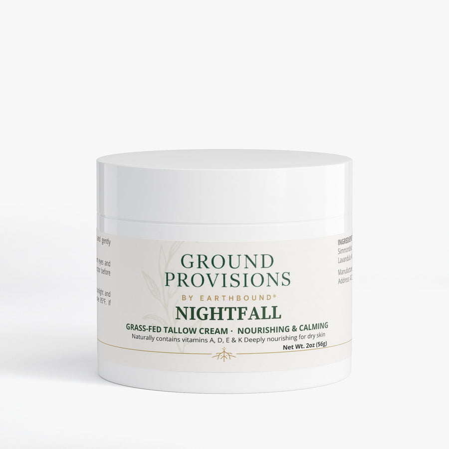 Nightfall Tallow Cream, Fir and Lavender - front of the jar