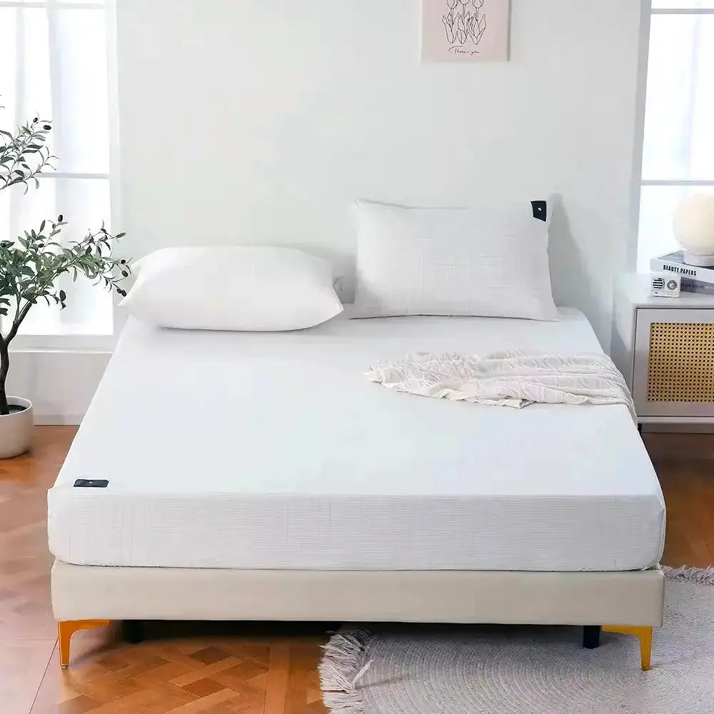 White grounding sheet on bed display