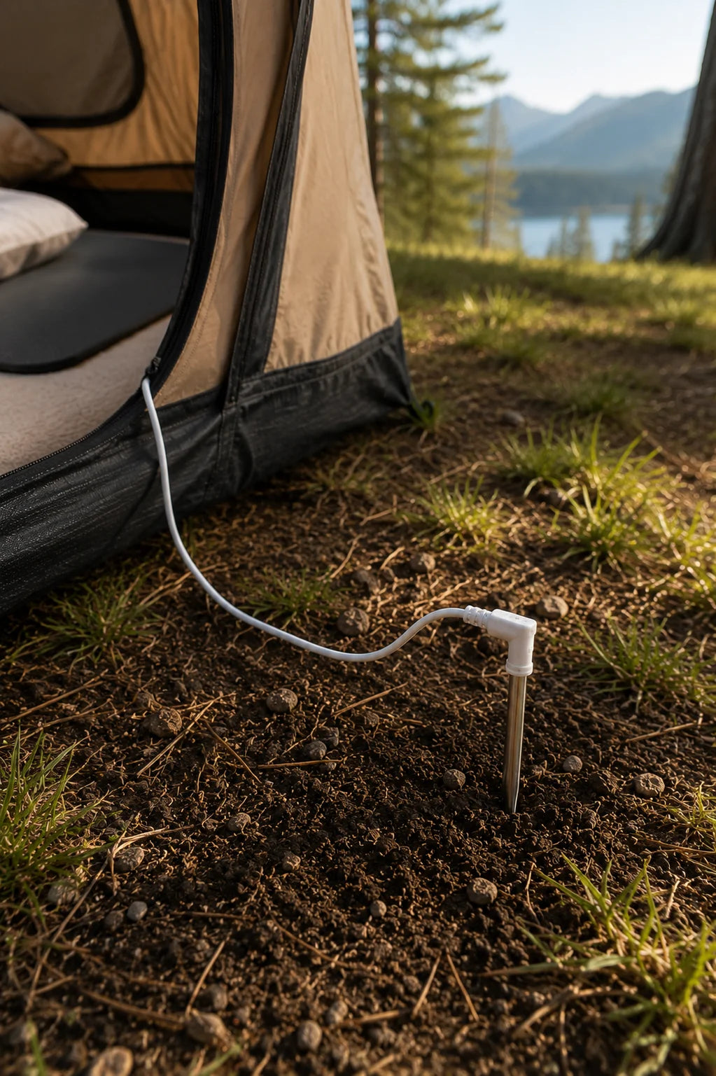 Portable Grounding Mattress Pad for Camping & RV — with Earthing Rod