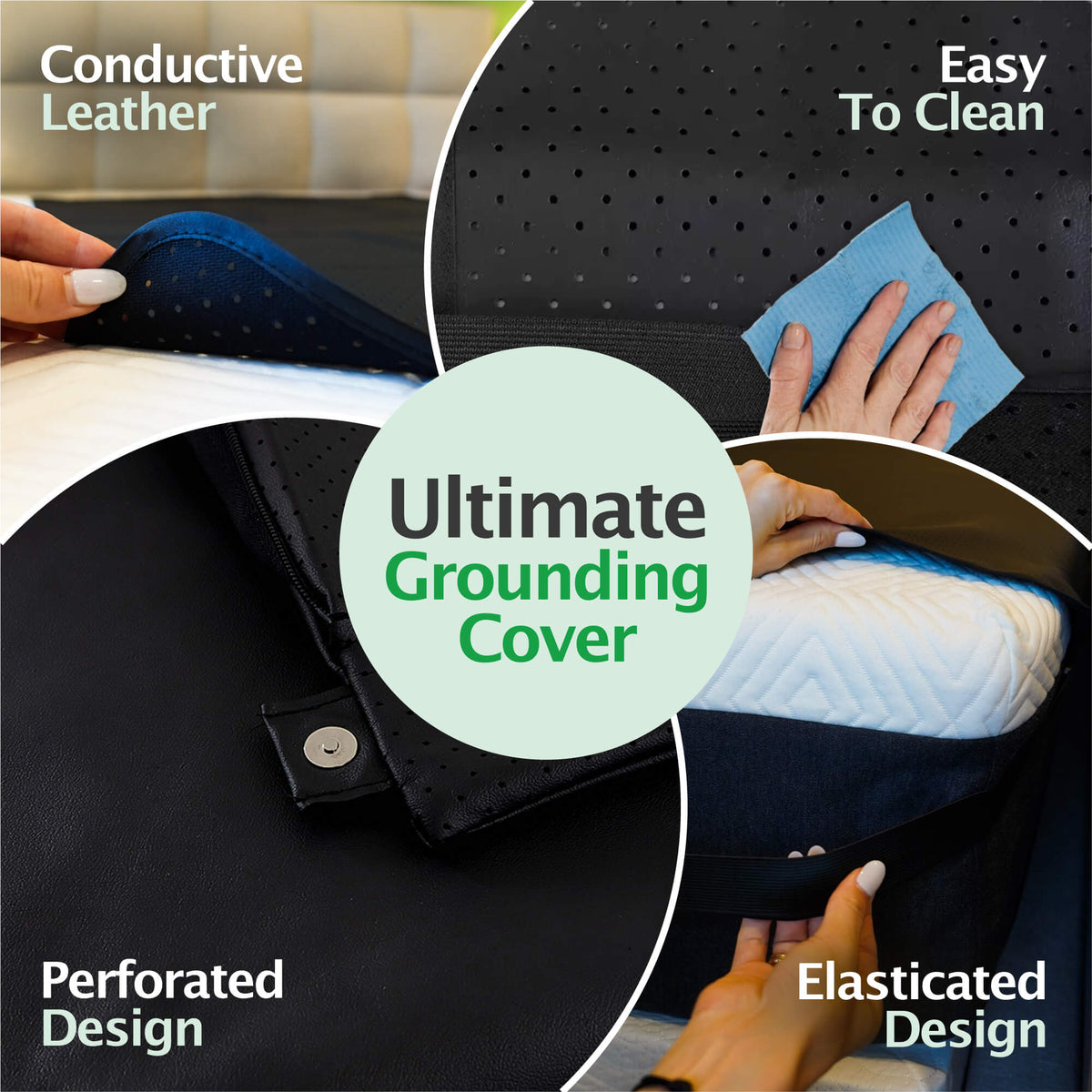 BORDEAG Erdungsmatte Set – Grounding Mat 25x68 Cm Mit EU-Kabel, Antistatisch, Leitfähiges Carbon-Kunstleder – Für Schreibtisch, Sofa, Yoga