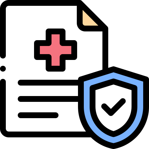 Medical document and shield icon for health protection