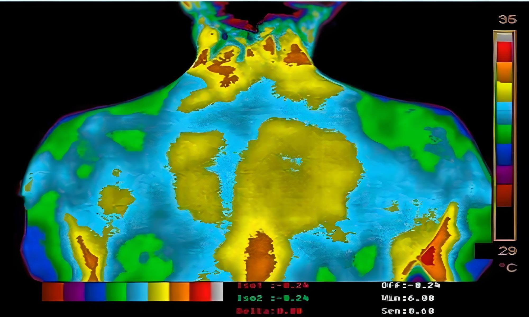 Thermal scan showing balanced back temperature