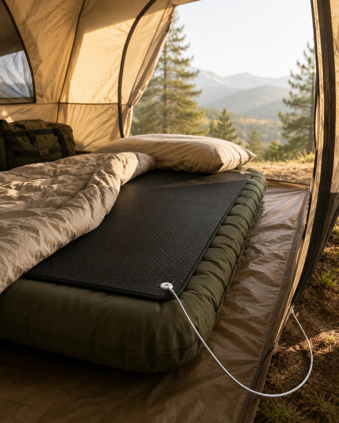 Portable Grounding Mattress Pad for Camping & RV — with Earthing Rod