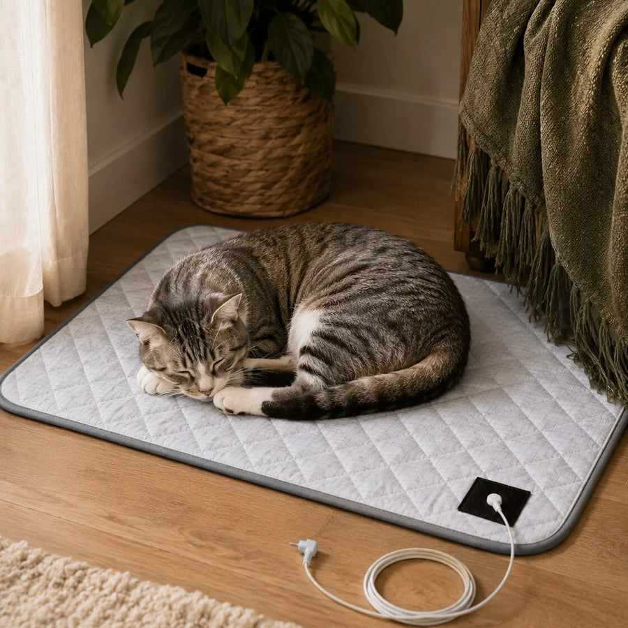 Cat sleeping on the quilted grounding pet pad