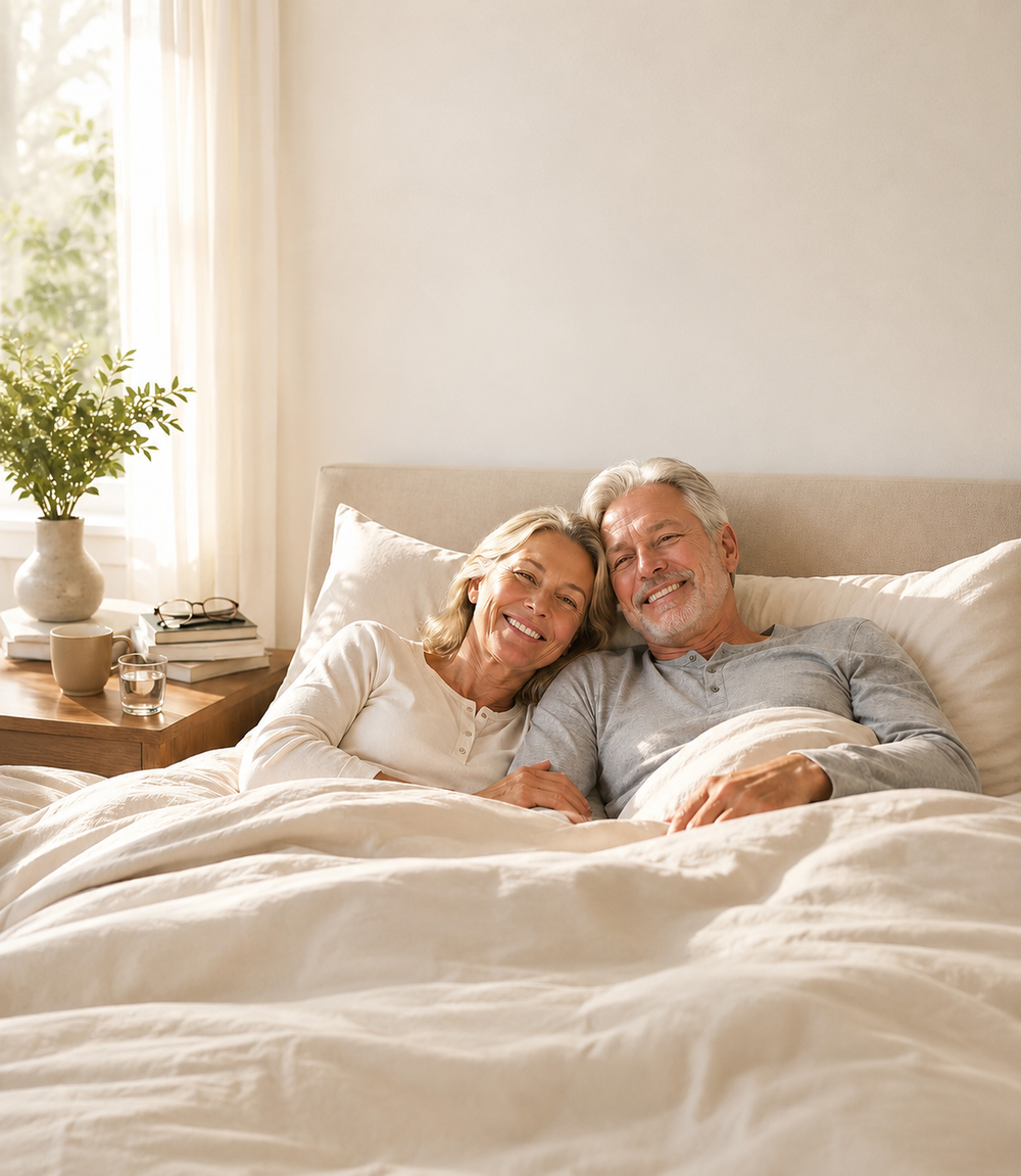 Earthbound customer relaxing in a bright bedroom